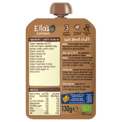 Ella's Kitchen Organic Beef Stew Baby Food Pouch 7+ Months