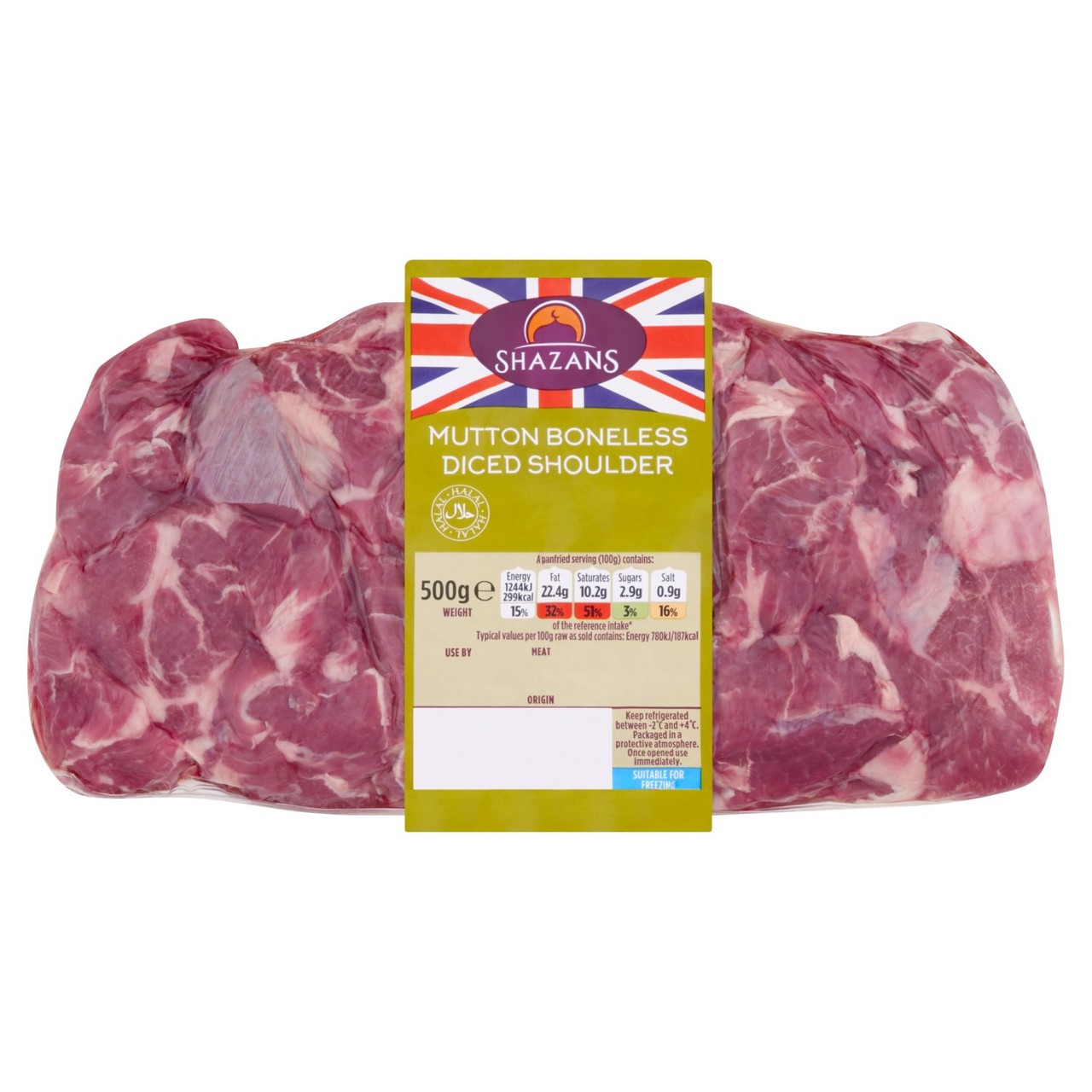 Shazans Mutton Boneless Diced Shoulder 500g