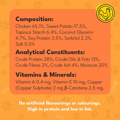 Pet Munchies Chicken & Sweet Potato Sticks 90g