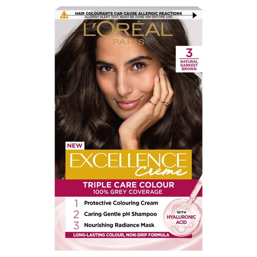 L'Oreal Paris Excellence Creme Natural Darkest Brown 3 Permanent Hair Dye