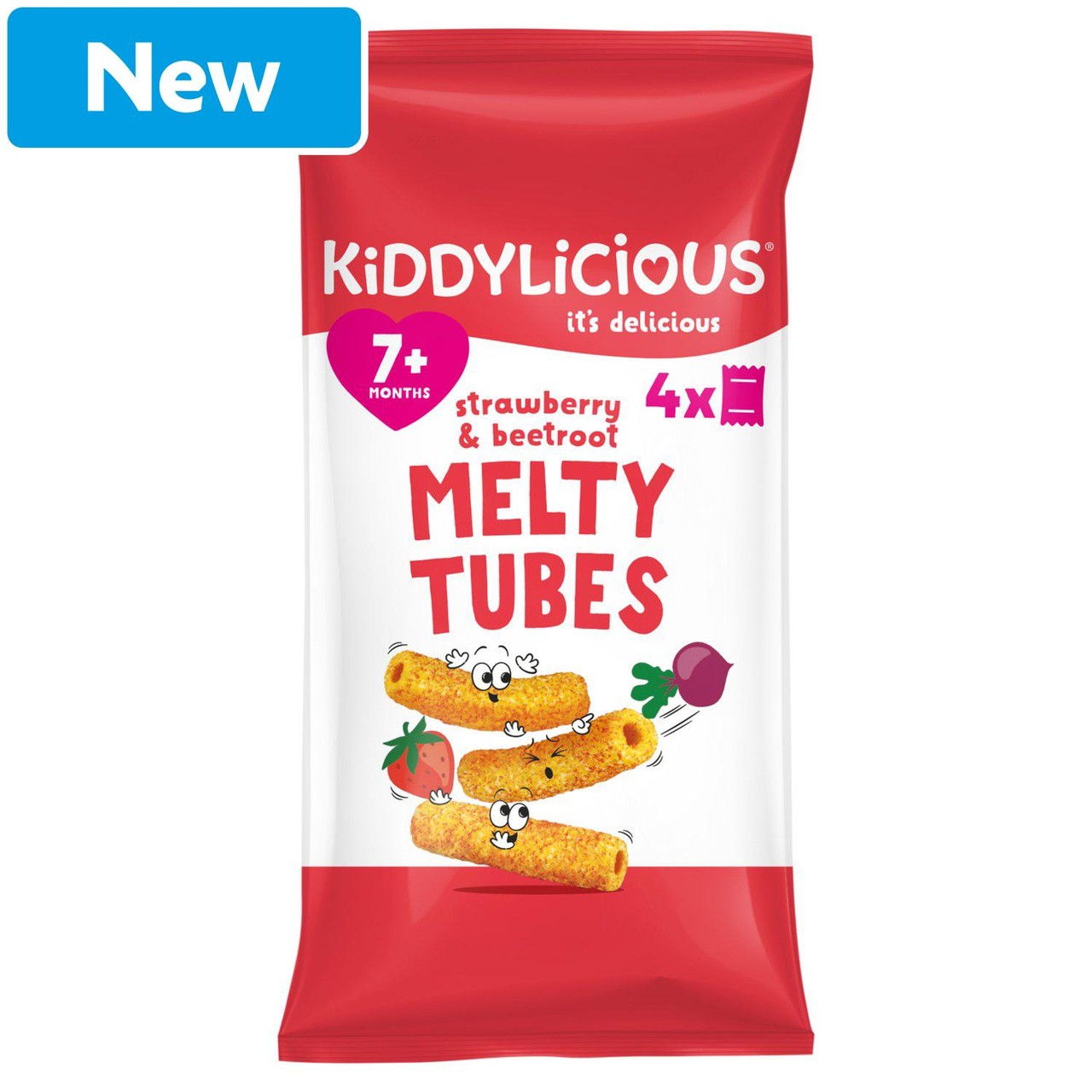 Kiddylicious Strawberry & Beetroot Melty Tubes 7+ Months 4x10g