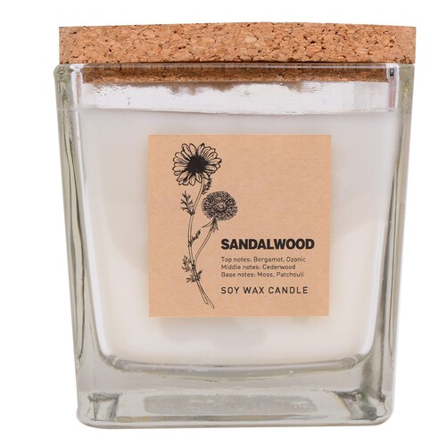 Nutmeg Home Habitation Sandalwood Square Soy Waxfill Candle