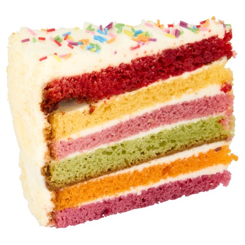 Morrisons Six Layer Rainbow Cake Slice