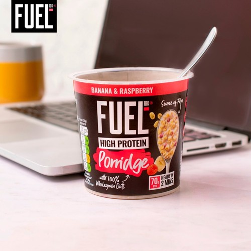 FUEL10K High Protein Banana & Raspberry Porridge Oat Cereal Pot 70g