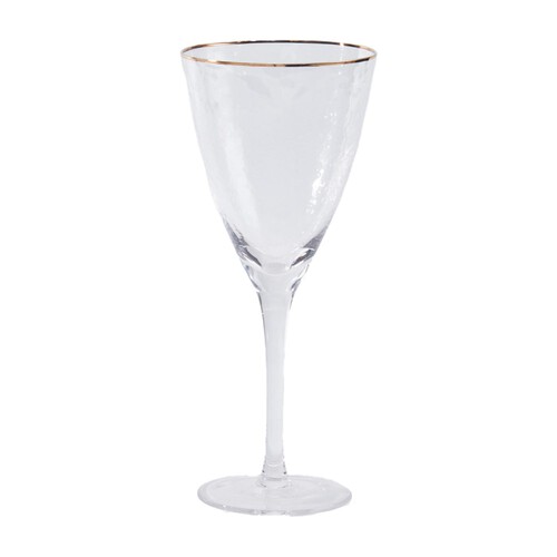 Nutmeg Home Hammered Gold Rim Wine Glass 