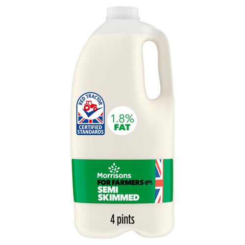 Morrisons For Farmers British Semi Skimmed Milk 4 Pint