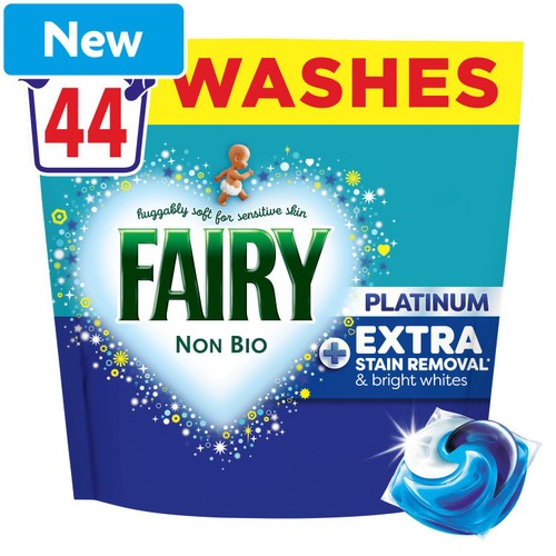 Fairy Non Bio Platinum + Stain Removal For Sensitive Skin Capsules 44 Pack