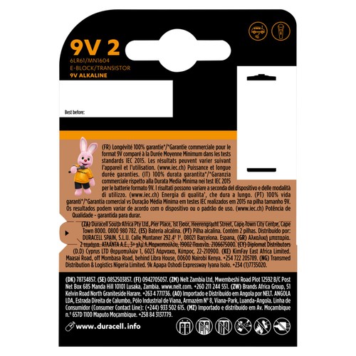 Duracell Plus 9V Alkaline Batteries