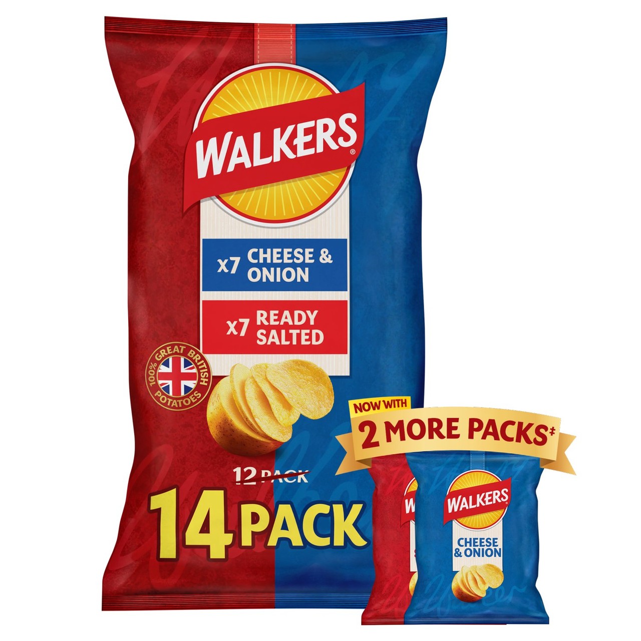 Walkers Ready Salted/Cheese & Onion Crisps 14 x 25g