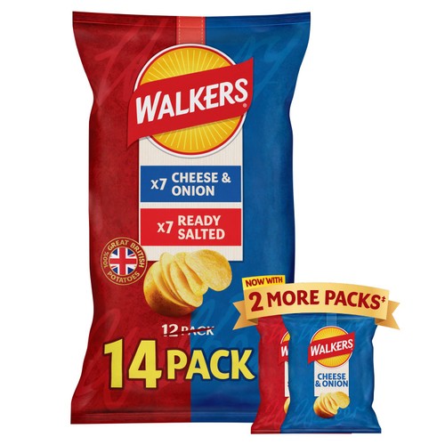 Walkers Ready Salted/Cheese & Onion Crisps   14 x 25g