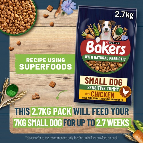 Bakers Small Dog Sensitive Tummy Chicken Dry Dog Food   2.7kg