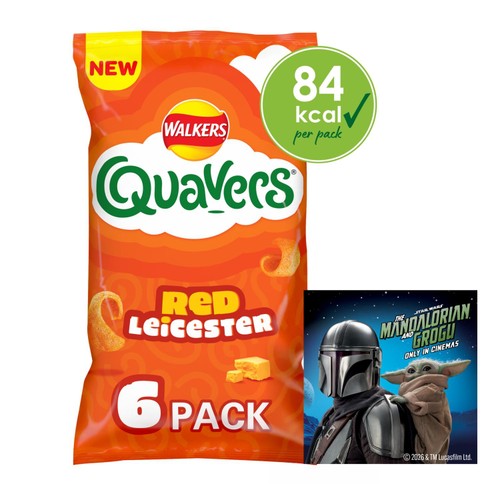 Walkers Quavers Red Leicester Cheese Multipack Crisps Snacks 6x16g