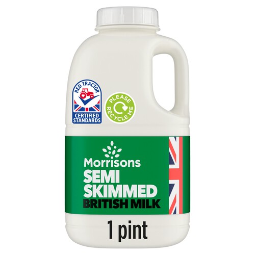 Morrisons British Milk Semi Skimmed 1 Pint