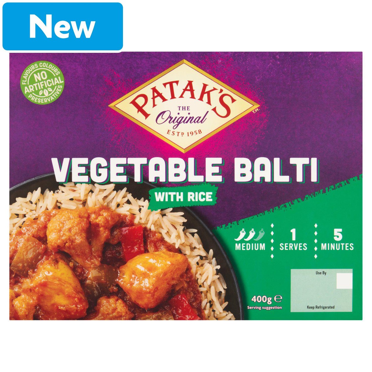 Patak's Vegetable Balti with Rice 400g