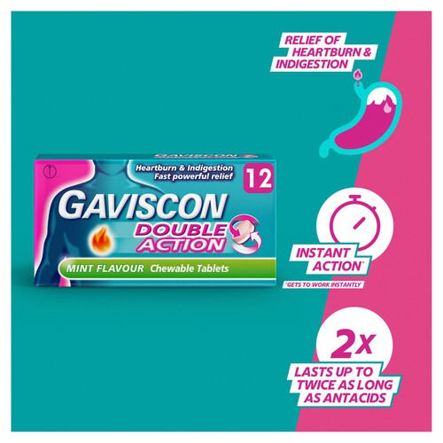 Gaviscon Double Action Heartburn & Indigestion Mint Flavour Tablets