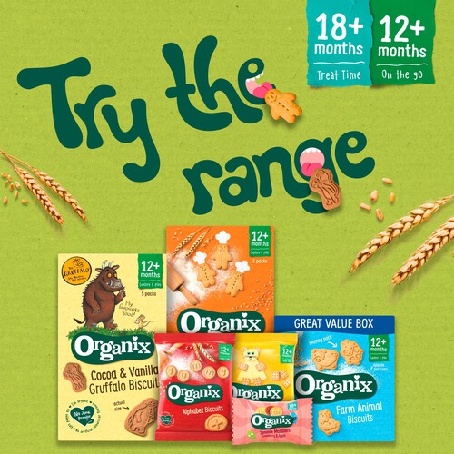 Organix Jammie Monsters Organic Jam Toddler Snack Biscuits Multipack