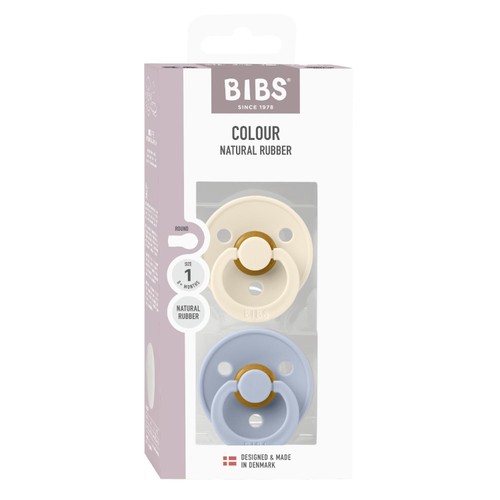 BIBS Soother Latex Size 1 0-6 Months Ivory/Dusty Blue 2 Pack