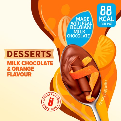 Muller Light Desserts Milk Chocolate & Orange Flavour 4 x 90g (360g)