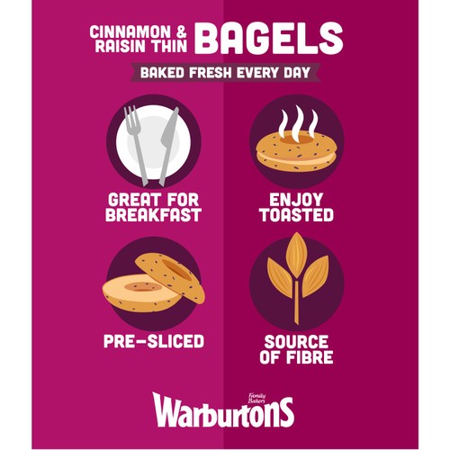 Warburtons Thin Bagels Cinnamon & Raisin