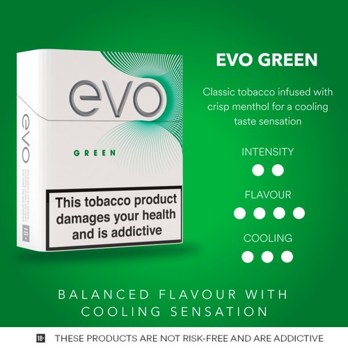 EVO Green Tobacco Sticks Designed Exclusively For Heating 20 Pack