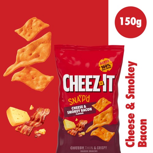 Cheez-it Cheese & Smokey Bacon Flavour Thin & Crispy Baked Snacks 150g