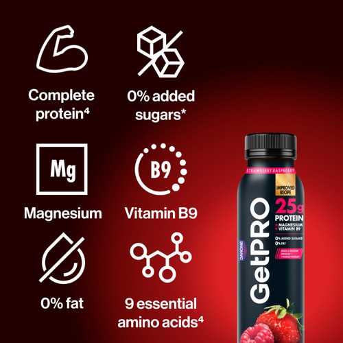 GetPro Strawberry & Raspberry High Protein Yoghurt Drink 