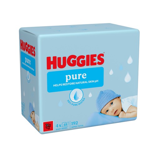 Huggies Pure Plastic Free Baby Wipes 4 x 48 Pack