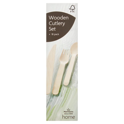 Morrisons Birchwood 100% Recyclable Wooden Cutlery Set 18Pc