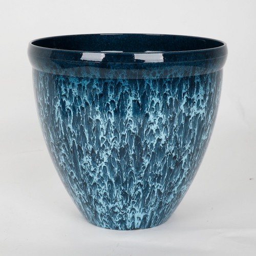 Nutmeg Glazed Blue Paint Effect Small Planter 