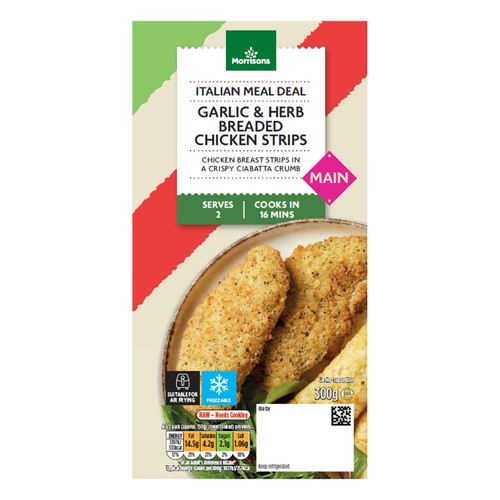 Morrisons Italian Meal Deal Garlic & Herb Breaded Chicken Strips 300g