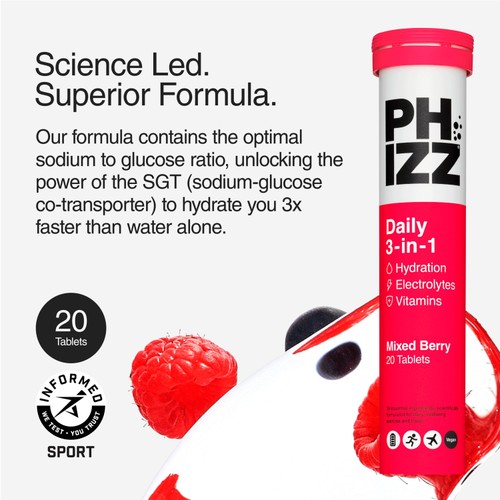 Phizz Mixed Berry 3in1 Hydration Electrolytes And Vitamins 20s