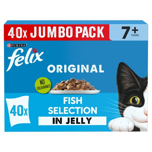 FELIX Original Senior 7+ Fish Selection In Jelly Wet Cat Food 40x85g