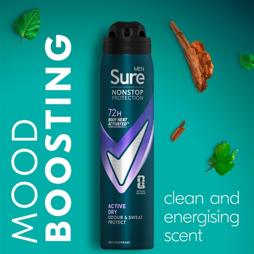 Sure Men Nonstop Protection Anti-Perspirant Aerosol Active Dry 250ml