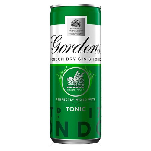  Gordon's London Dry Gin with Tonic 5% vol Ready to Drink Premix Can     