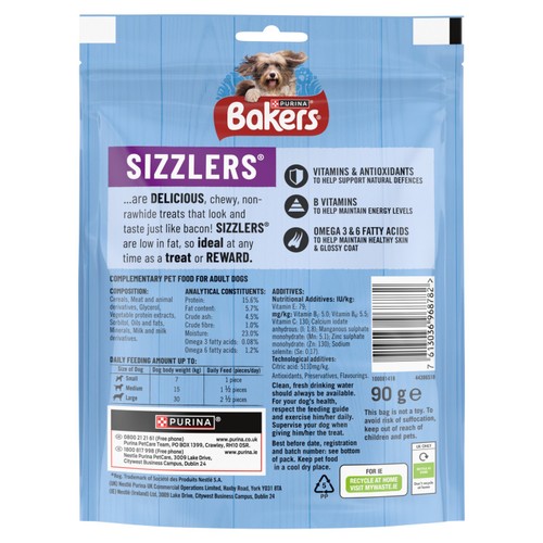 Bakers Sizzlers Dog Treat Bacon