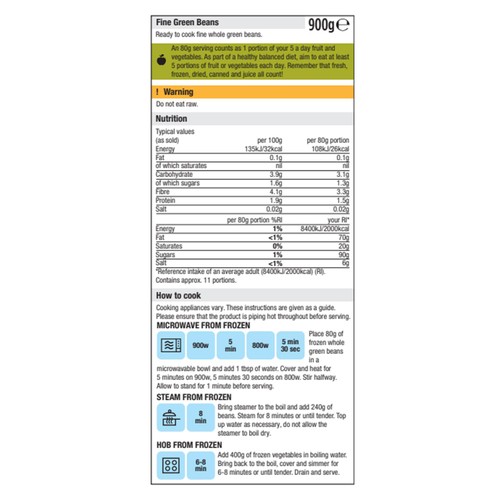 Morrisons Fine Whole Green Beans 900g