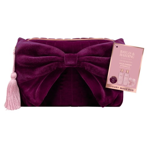 Baylis & Harding Wild Cherry & Vanilla Luxury Bow Wash Bag Gift Set