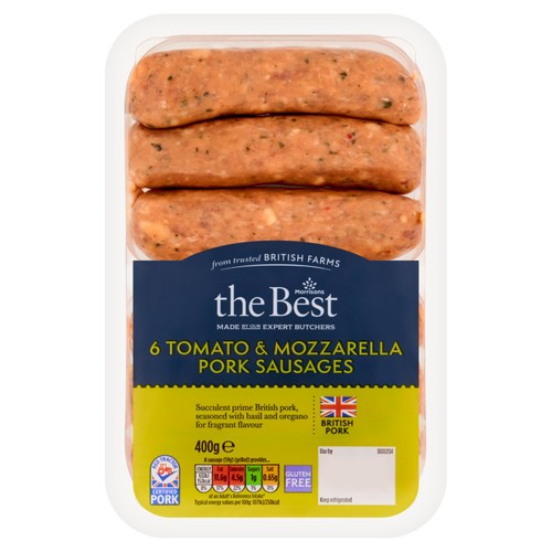 Morrisons The Best 6 Pork, Tomato & Mozzarella Sausages 400g