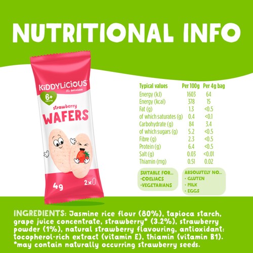 Kiddylicious Strawberry Maxi Wafers Baby Snacks