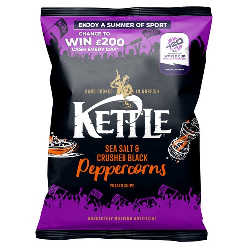 Kettle Chips Sea Salt & Crushed Black Peppercorns Sharing Crisps 