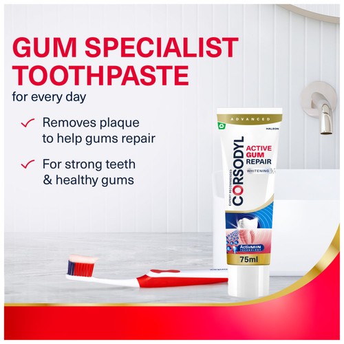 Corsodyl Active Gum Repair Whitening Toothpaste 75ml