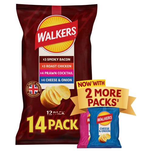 Walkers Meaty Variety Multipack Crisps   14 x 25g