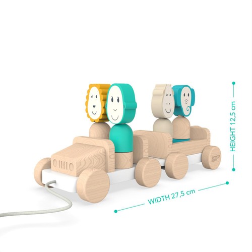 Matchstick Monkey Wooden Safari Jeep Toy