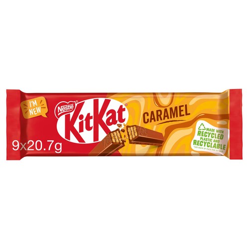 Kit Kat 2 Finger Caramel Chocolate Biscuit Bar Multipack 9 Pack