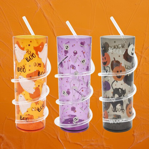 Morrisons Halloween Curly Straw Tumblers