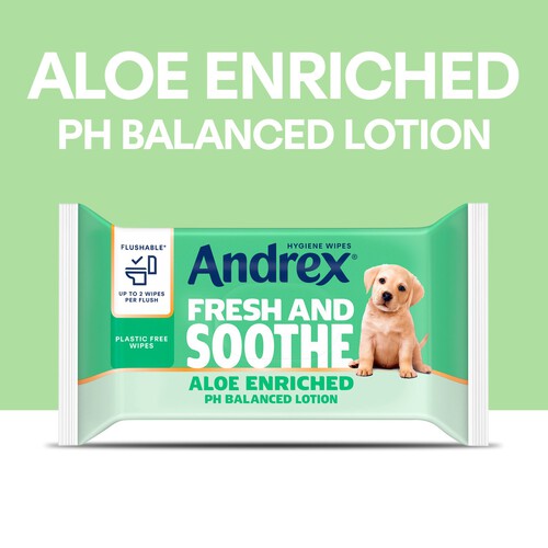 Andrex Fresh & Soothe Moist Toilet Tissue Flushable Hygiene Wipes 