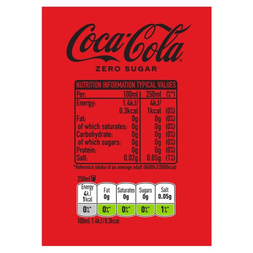 Coca-Cola Zero Sugar Bottles   4 x 250ml