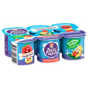 Petits Filous Kids No Added Sugar Strawberry & Banana Yoghurt Pots 6 x 47g