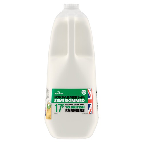 Morrisons For Farmers British Semi Skimmed Milk 4 Pints