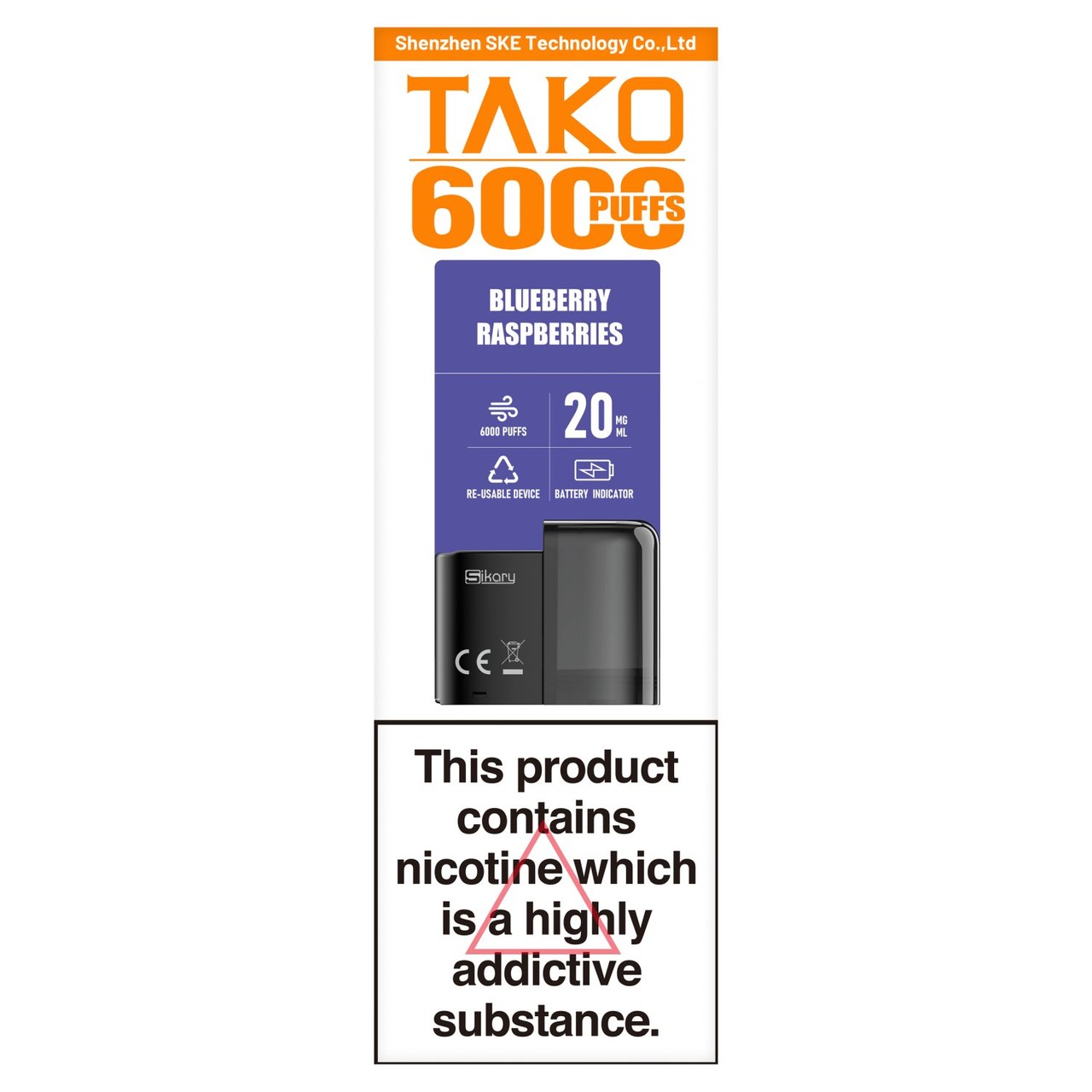 Sikary SP6000 Replacement Pods Blueberry Raspberries 20mg